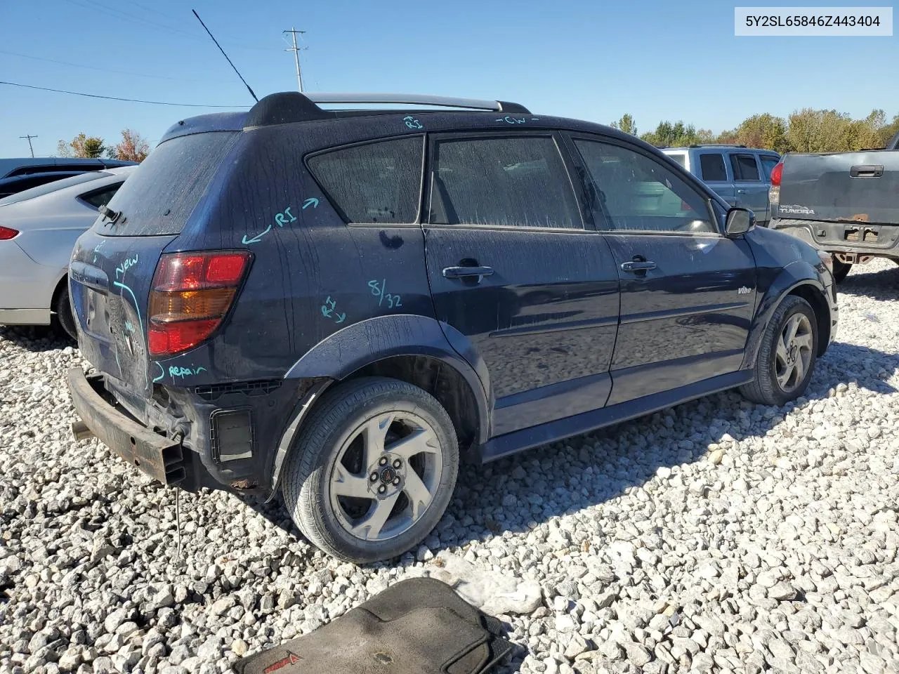 2006 Pontiac Vibe VIN: 5Y2SL65846Z443404 Lot: 75274234