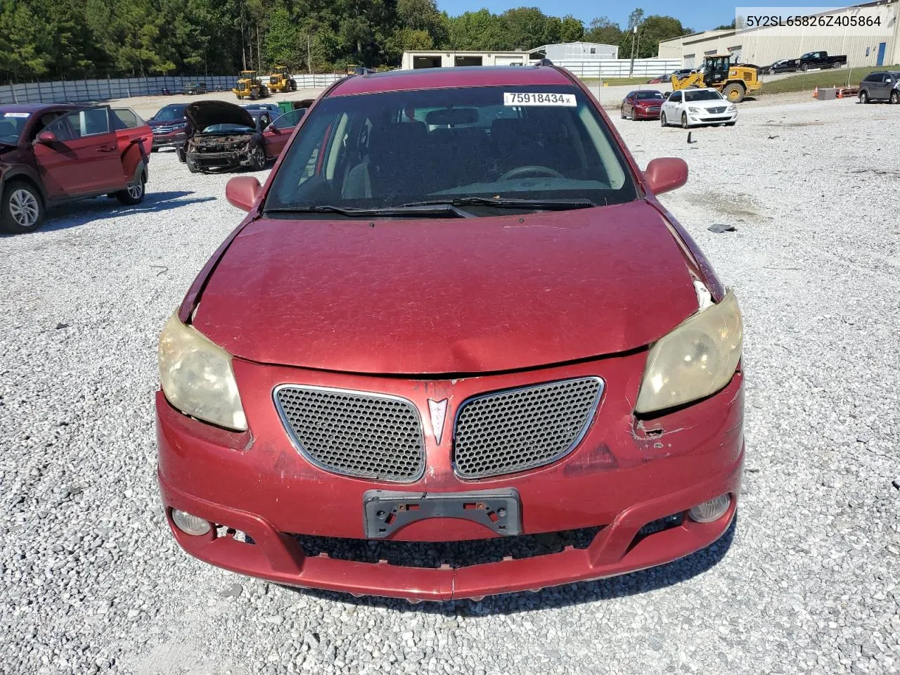 2006 Pontiac Vibe VIN: 5Y2SL65826Z405864 Lot: 75918434