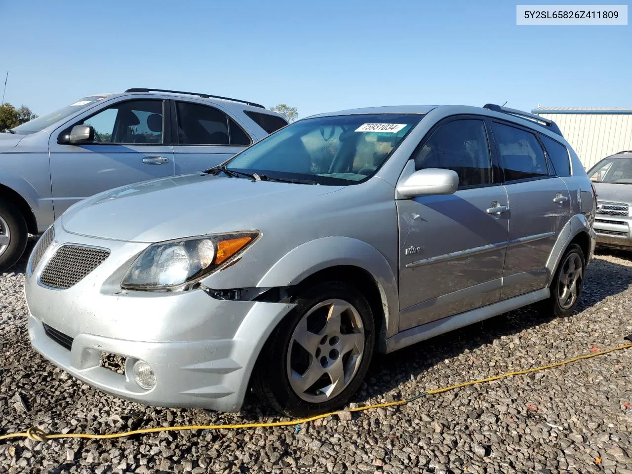 2006 Pontiac Vibe VIN: 5Y2SL65826Z411809 Lot: 75931034