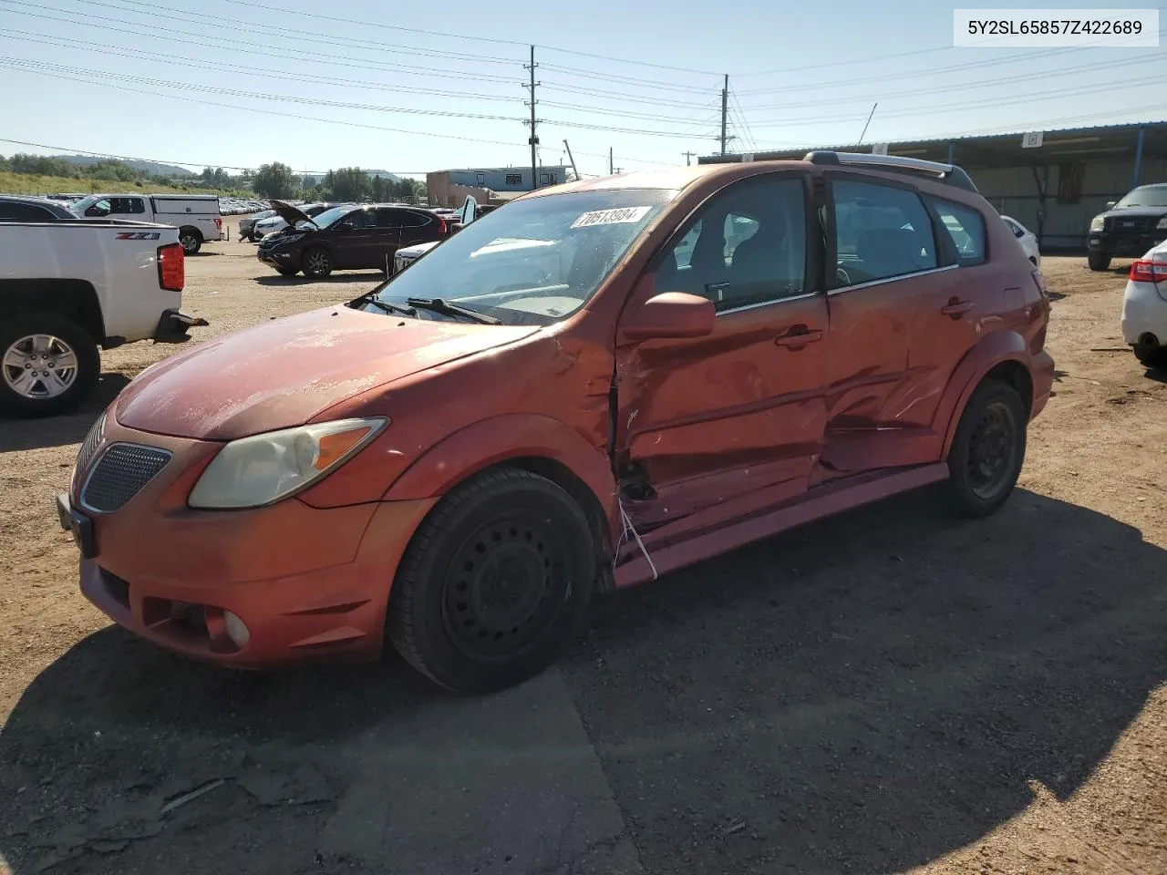 2007 Pontiac Vibe VIN: 5Y2SL65857Z422689 Lot: 70513984