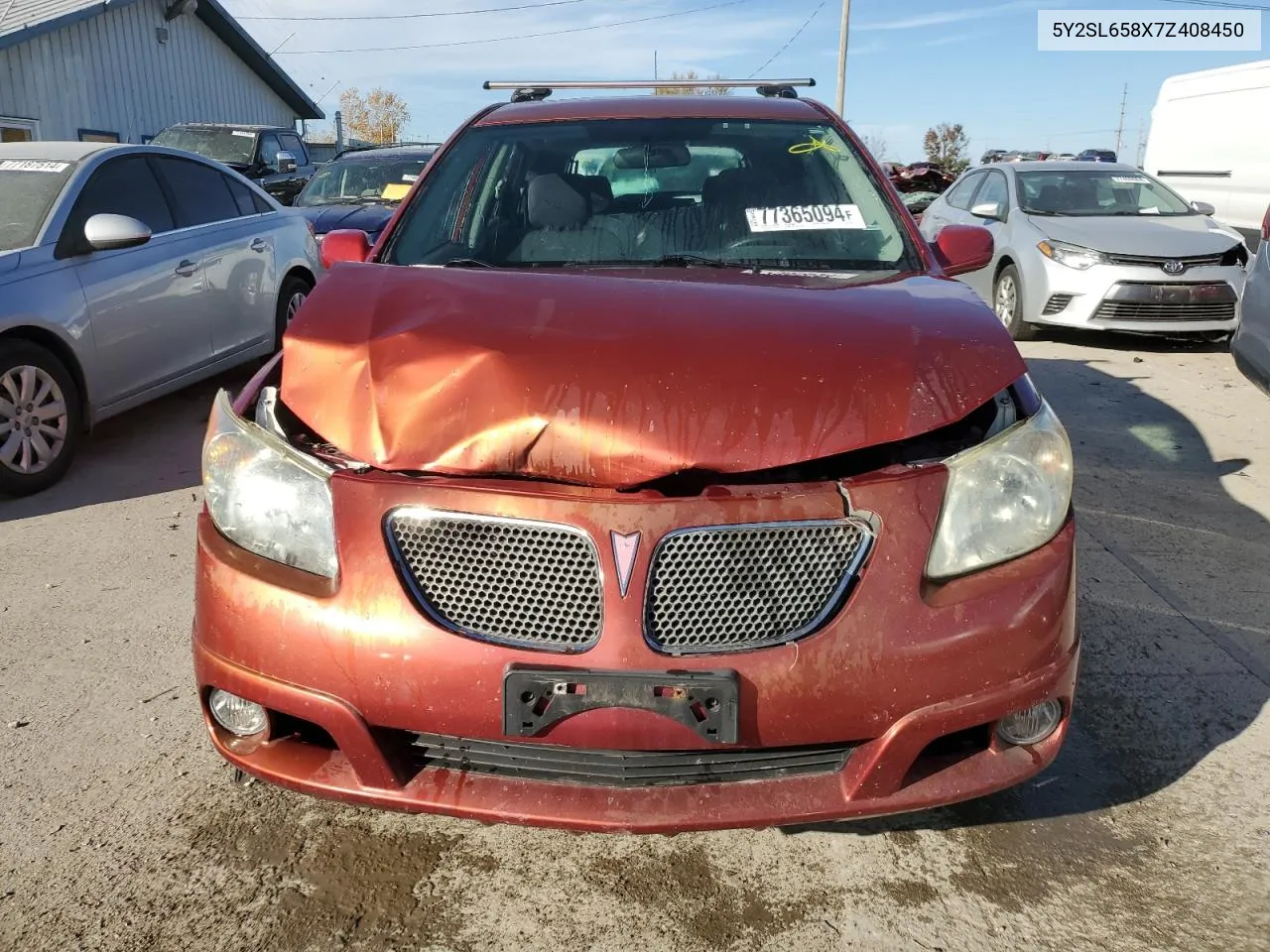 2007 Pontiac Vibe VIN: 5Y2SL658X7Z408450 Lot: 77365094