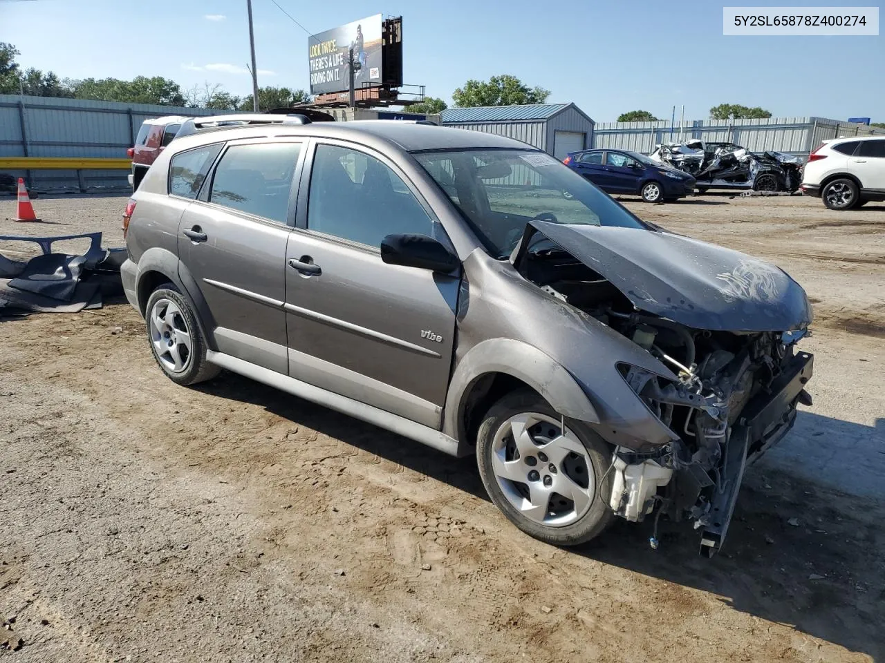 2008 Pontiac Vibe VIN: 5Y2SL65878Z400274 Lot: 70295774