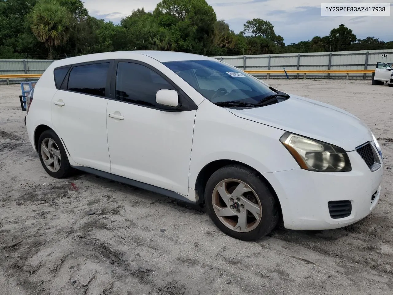 2010 Pontiac Vibe VIN: 5Y2SP6E83AZ417938 Lot: 69942564