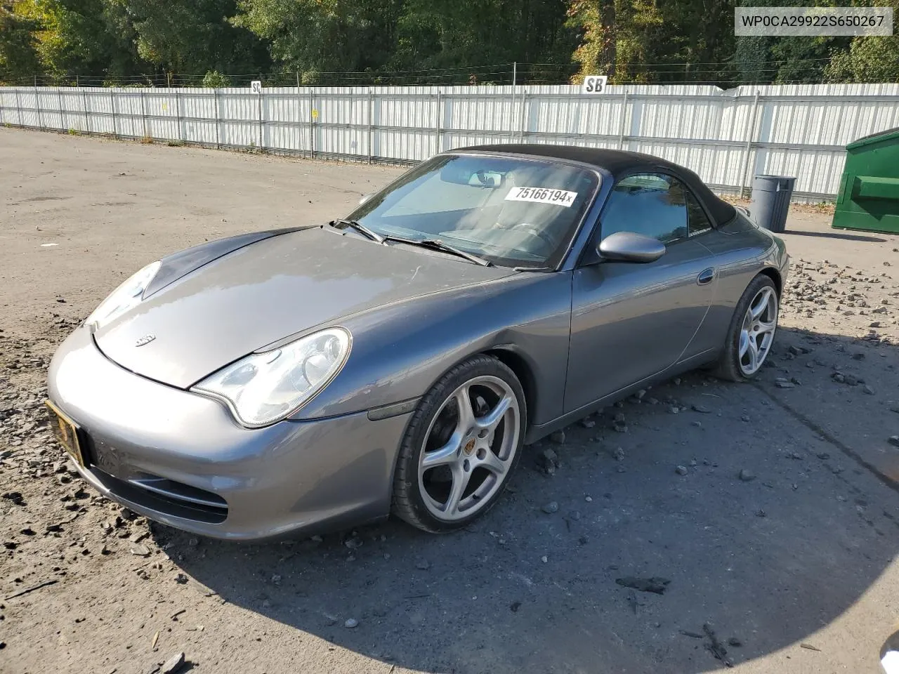 2002 Porsche 911 Carrera 2 VIN: WP0CA29922S650267 Lot: 75166194