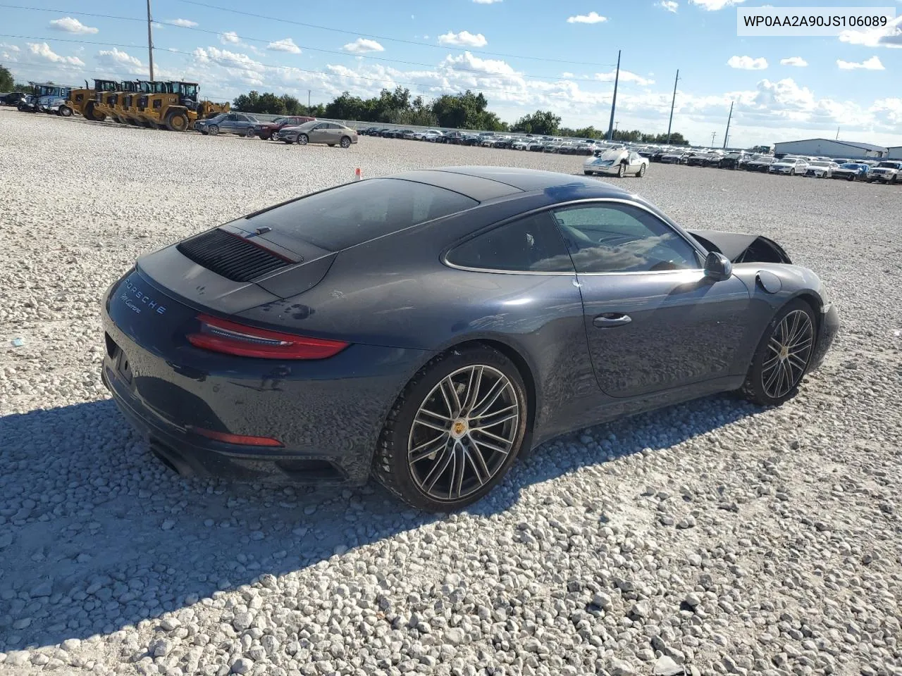 WP0AA2A90JS106089 2018 Porsche 911 Carrera