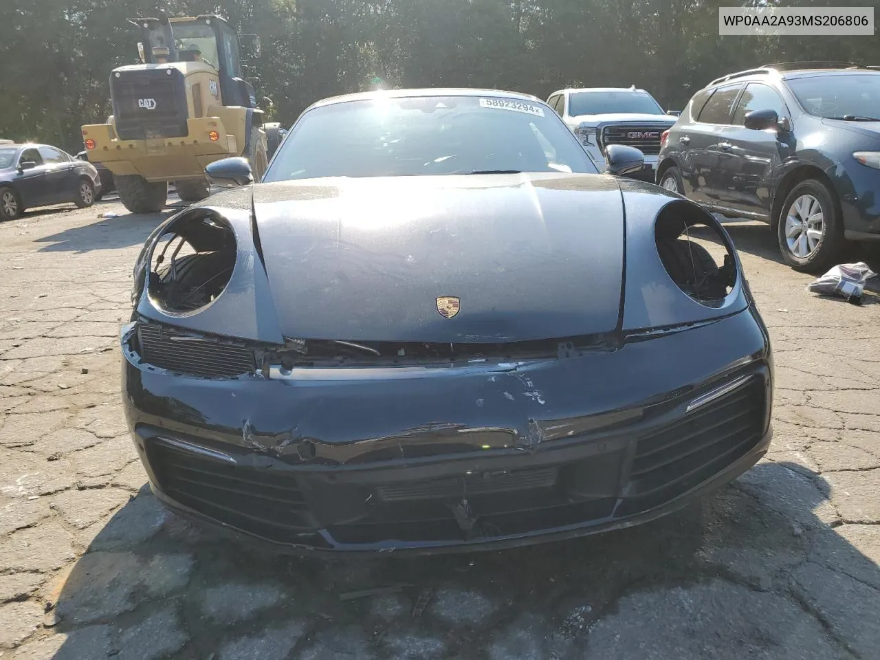 2021 Porsche 911 Carrera VIN: WP0AA2A93MS206806 Lot: 58923294