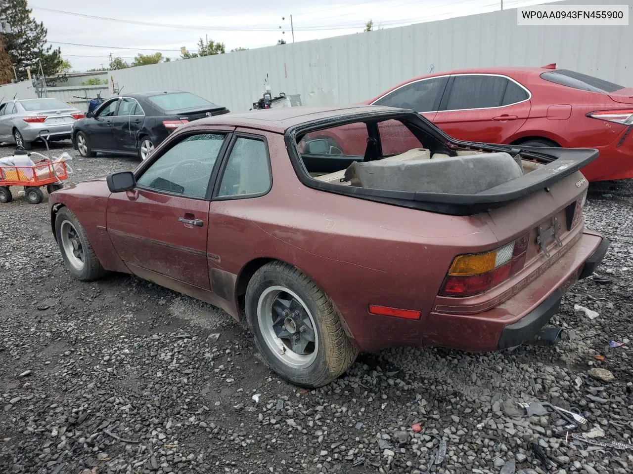 1985 Porsche 944 VIN: WP0AA0943FN455900 Lot: 73194514