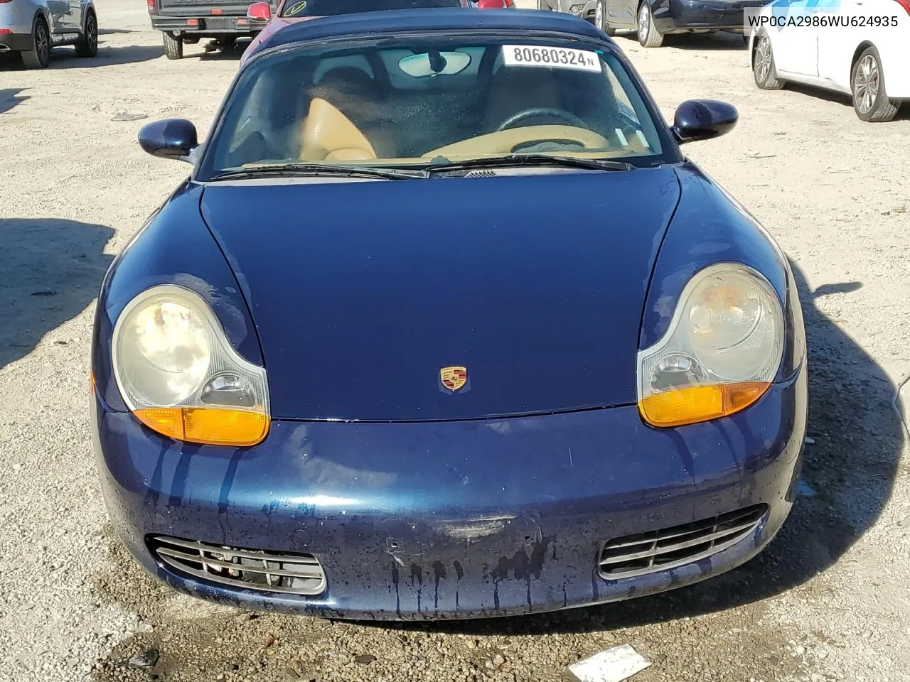 1998 Porsche Boxster VIN: WP0CA2986WU624935 Lot: 80680324