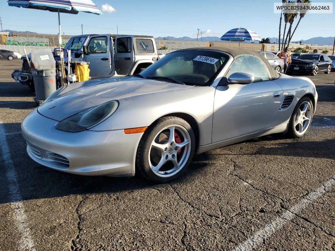 2003 Porsche Boxster S VIN: WP0CB29843U662463 Lot: 78139614