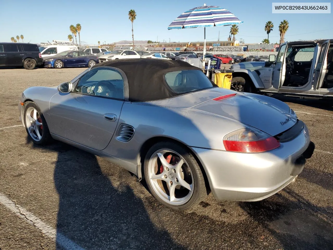 2003 Porsche Boxster S VIN: WP0CB29843U662463 Lot: 78139614