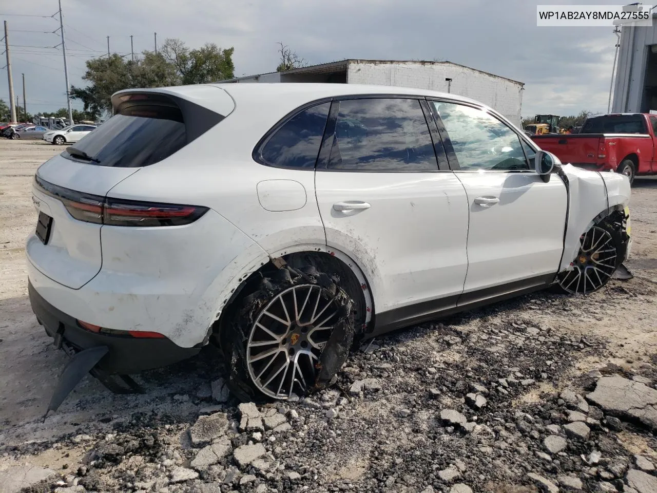 2021 Porsche Cayenne S VIN: WP1AB2AY8MDA27555 Lot: 73644304