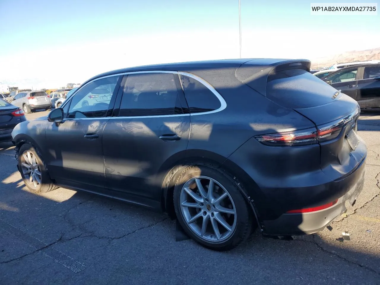 2021 Porsche Cayenne S VIN: WP1AB2AYXMDA27735 Lot: 78906444