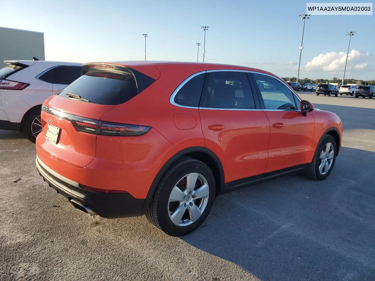 2021 Porsche Cayenne VIN: WP1AA2AY5MDA02003 Lot: 80080614