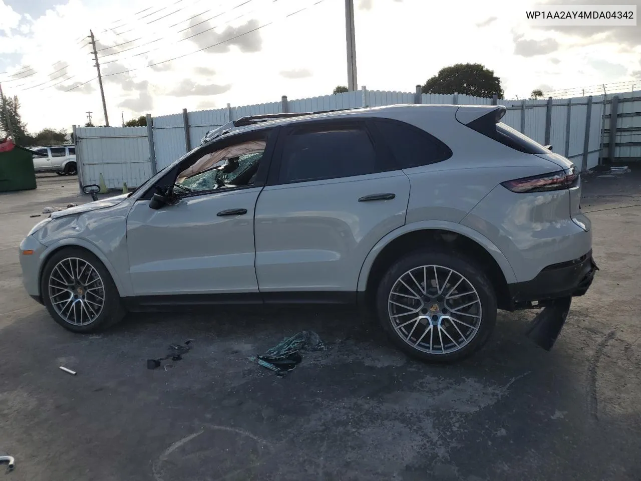 2021 Porsche Cayenne VIN: WP1AA2AY4MDA04342 Lot: 80158674