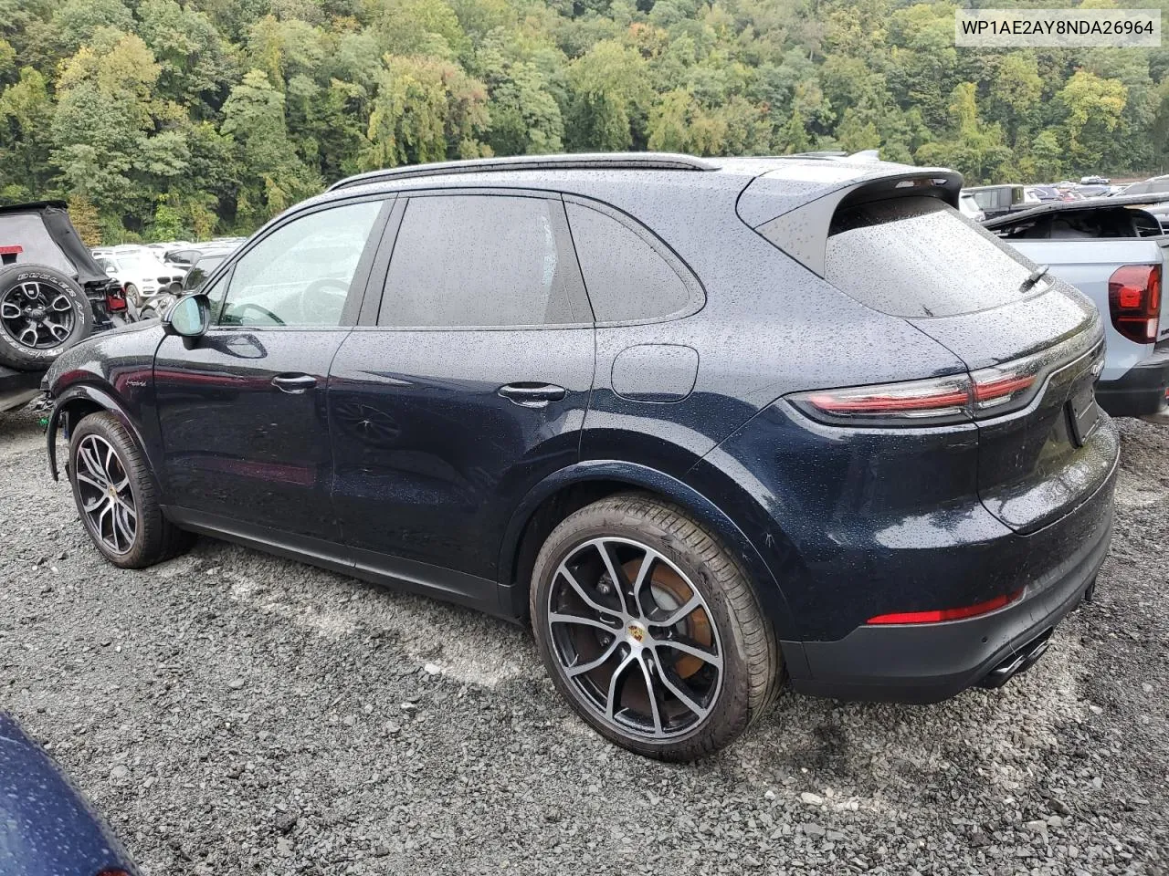 2022 Porsche Cayenne E-Hybrid VIN: WP1AE2AY8NDA26964 Lot: 73345304