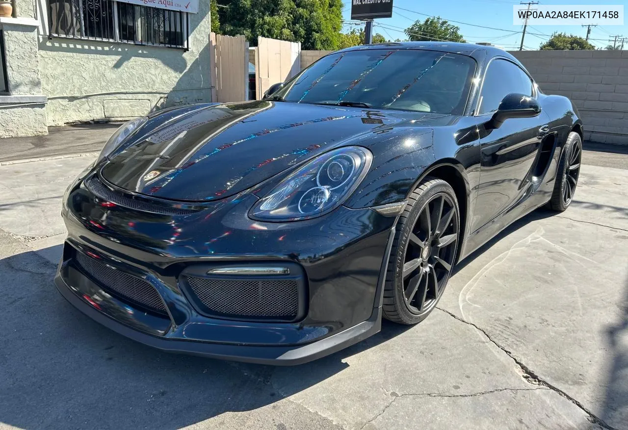 2014 Porsche Cayman VIN: WP0AA2A84EK171458 Lot: 77683234