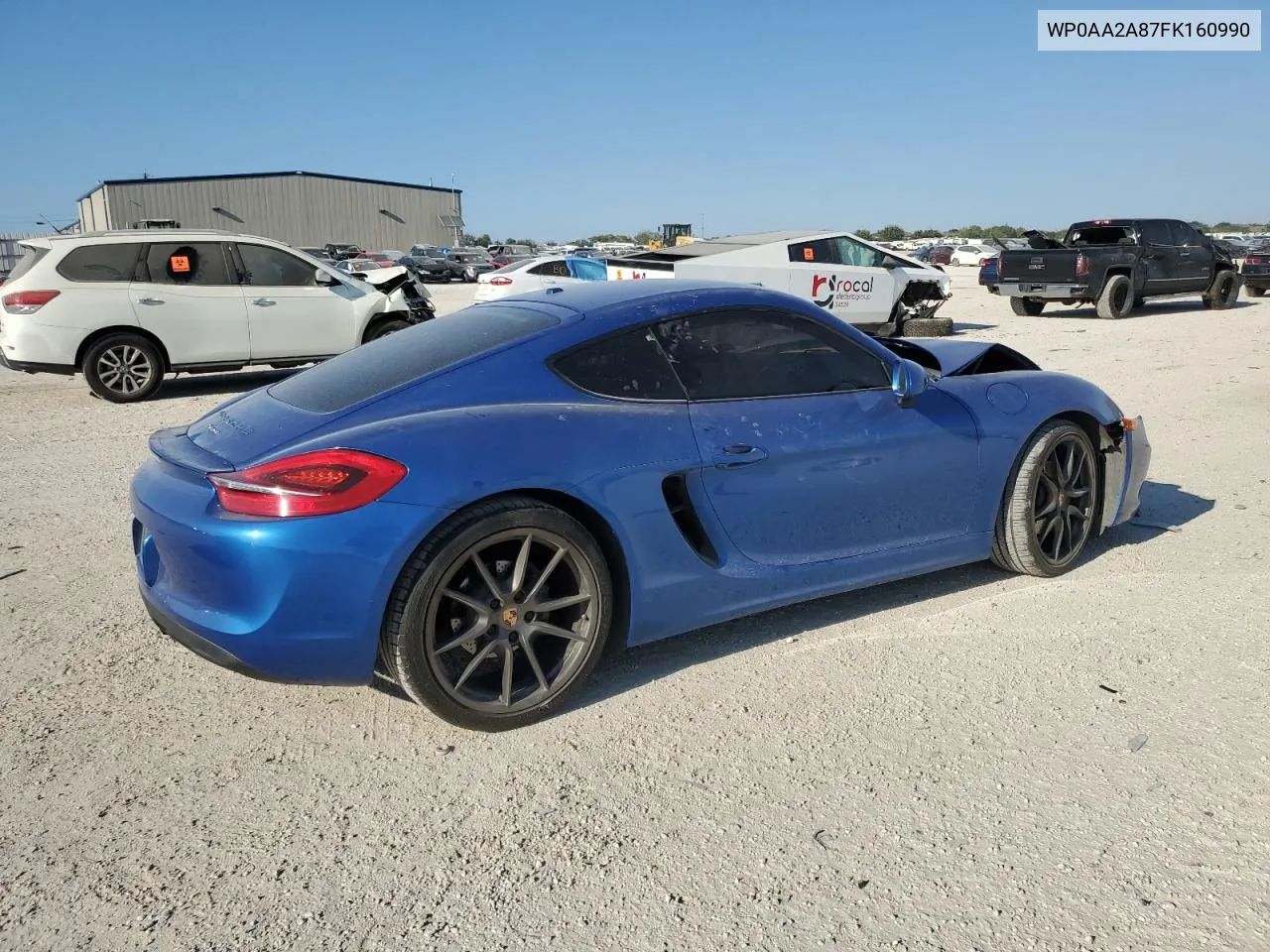 2015 Porsche Cayman VIN: WP0AA2A87FK160990 Lot: 73126674