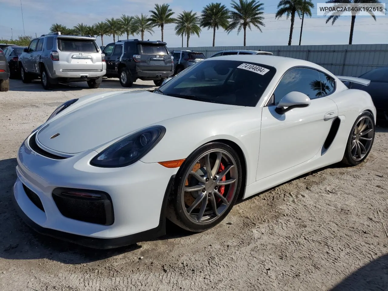 2016 Porsche Cayman Gt4 VIN: WP0AC2A84GK192615 Lot: 74104694