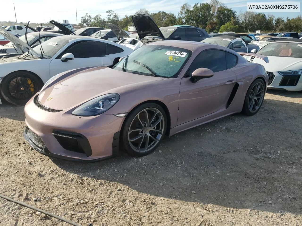 2022 Porsche Cayman Gt4 VIN: WP0AC2A8XNS275706 Lot: 74194334