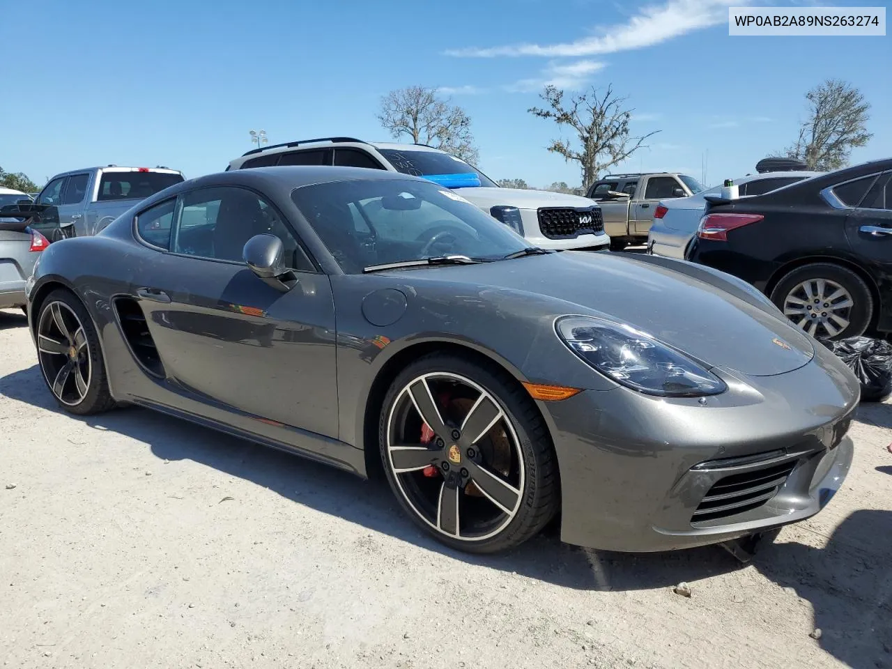 2022 Porsche Cayman S VIN: WP0AB2A89NS263274 Lot: 76558004