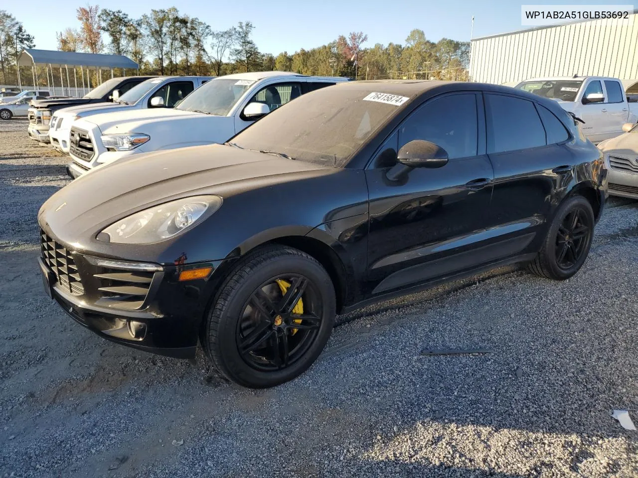 2016 Porsche Macan S VIN: WP1AB2A51GLB53692 Lot: 76415874