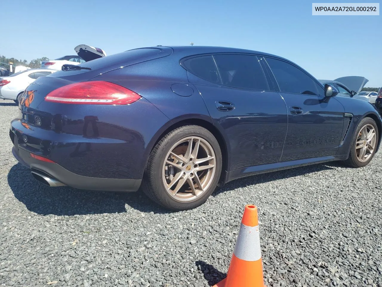 2016 Porsche Panamera 2 VIN: WP0AA2A72GL000292 Lot: 74780054