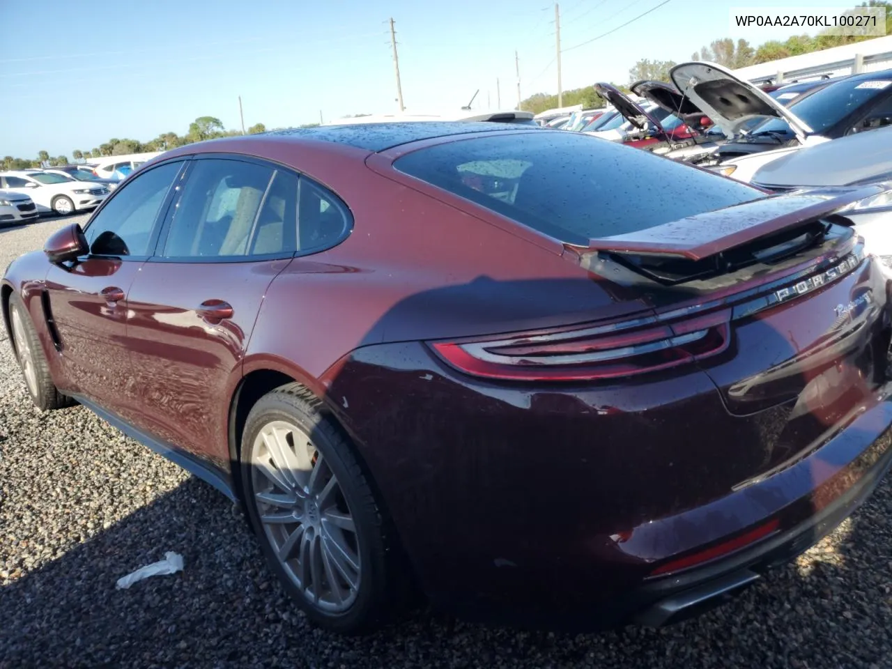 2019 Porsche Panamera Base VIN: WP0AA2A70KL100271 Lot: 74037884