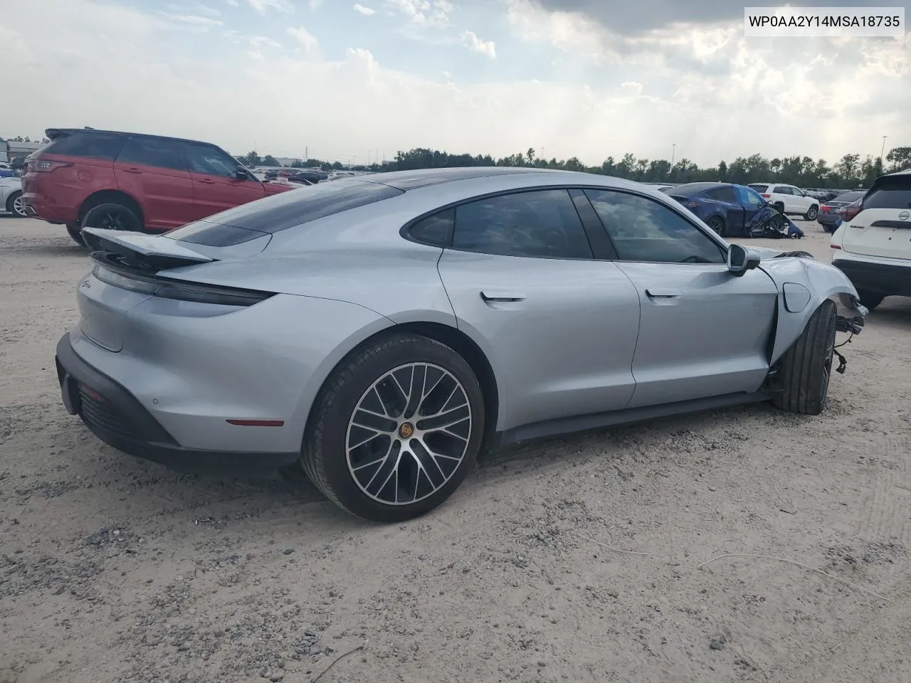 2021 Porsche Taycan VIN: WP0AA2Y14MSA18735 Lot: 72616054