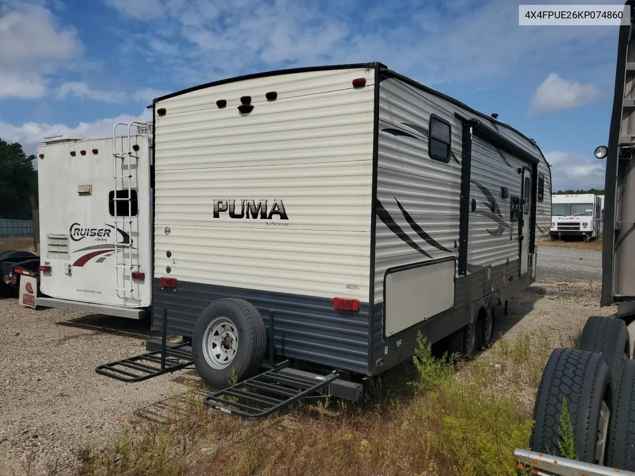 2019 Puma Trailer VIN: 4X4FPUE26KP074860 Lot: 72723324