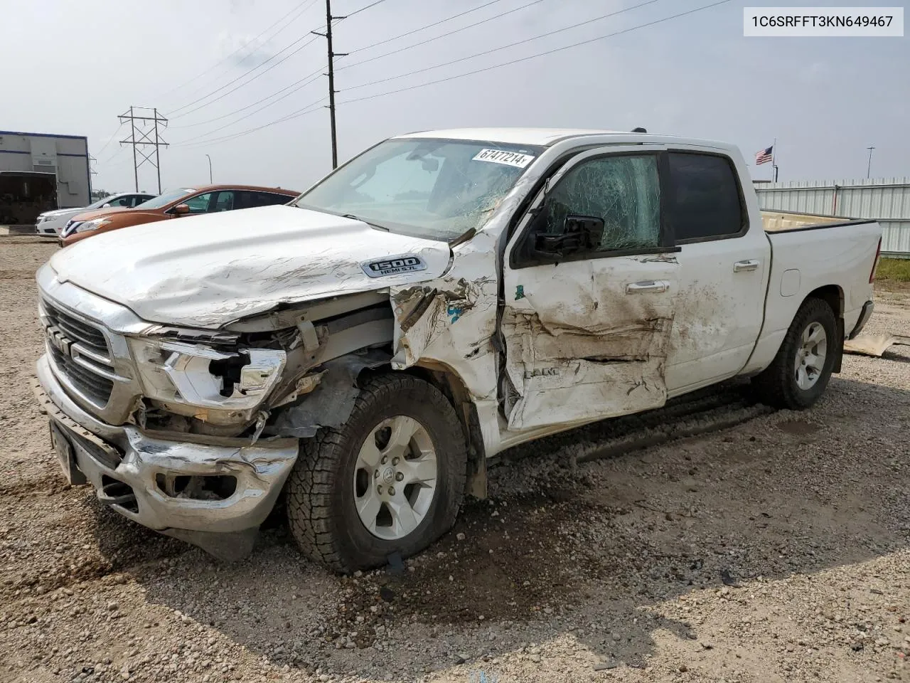 2019 Ram 1500 Big Horn/Lone Star VIN: 1C6SRFFT3KN649467 Lot: 67477214