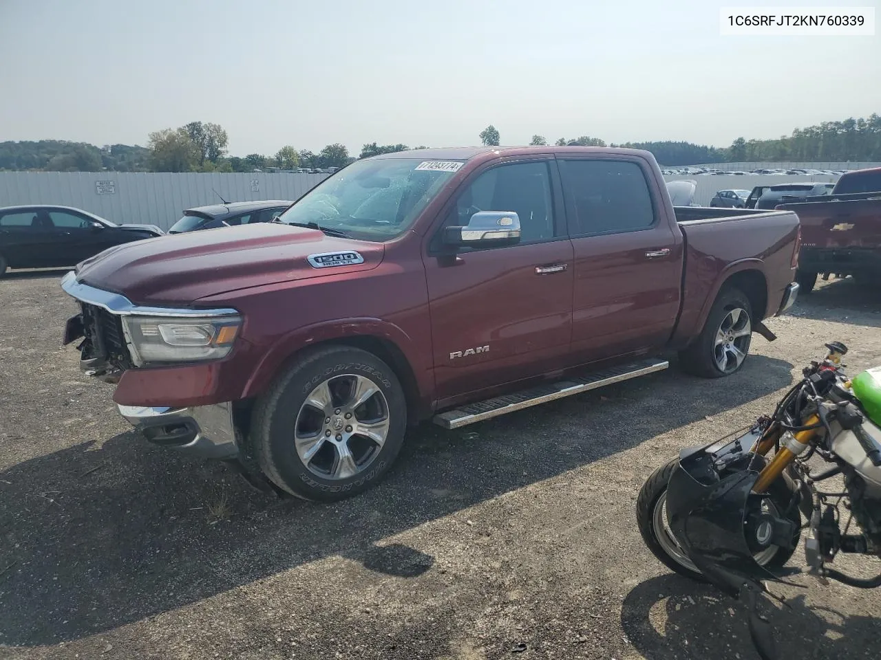 2019 Ram 1500 Laramie VIN: 1C6SRFJT2KN760339 Lot: 71243774