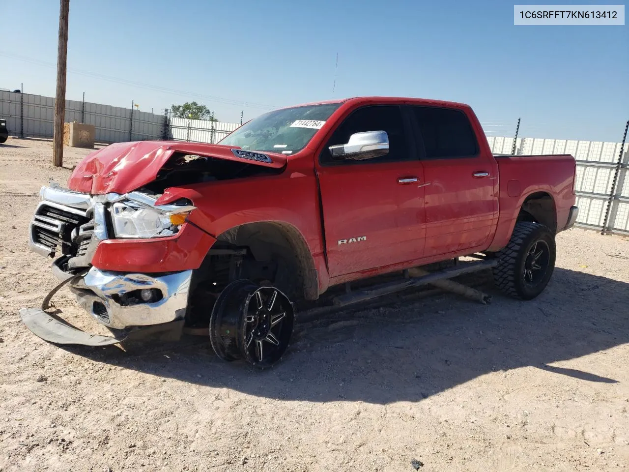 2019 Ram 1500 Big Horn/Lone Star VIN: 1C6SRFFT7KN613412 Lot: 71442764