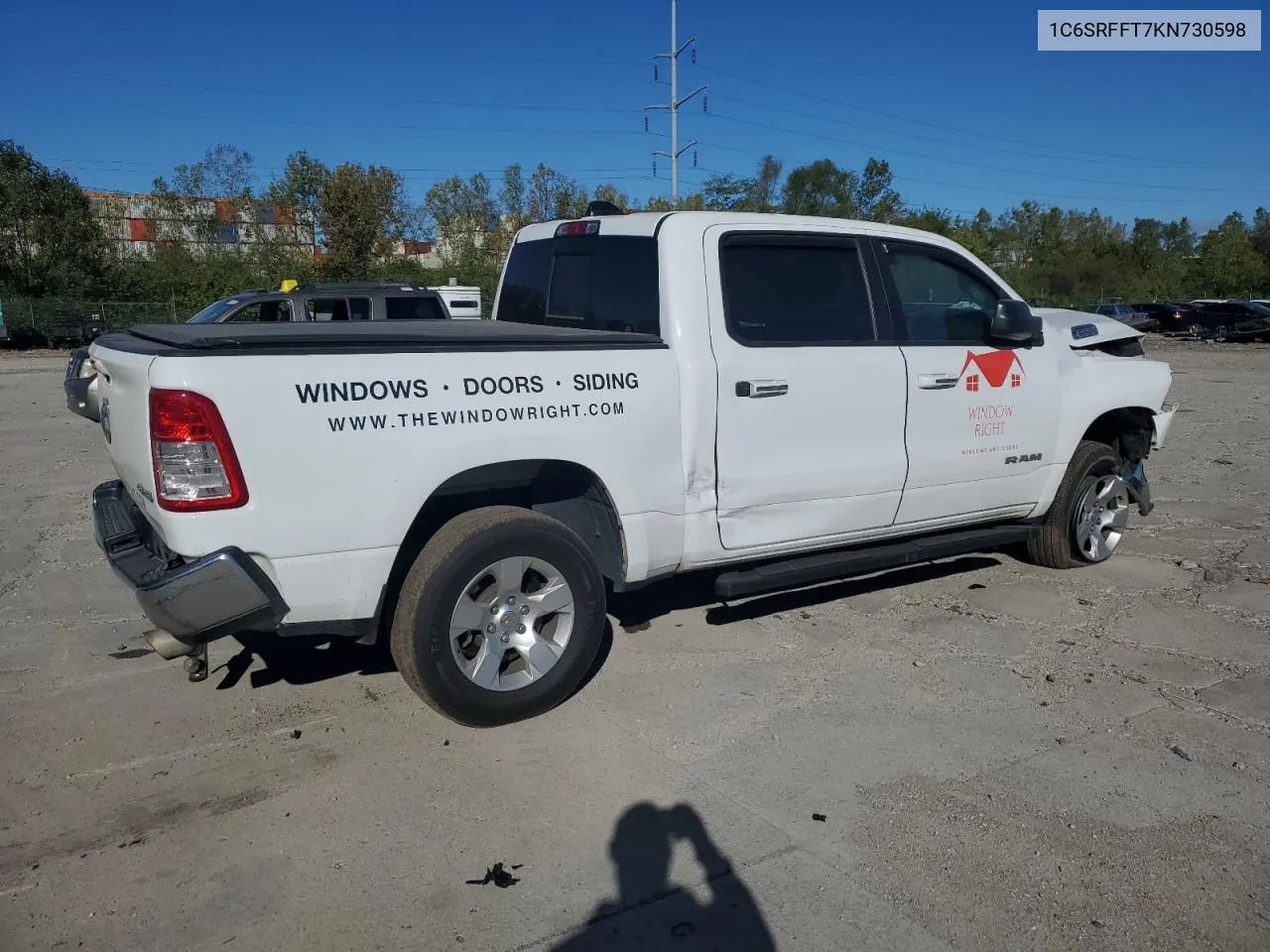 2019 Ram 1500 Big Horn/Lone Star VIN: 1C6SRFFT7KN730598 Lot: 74184994