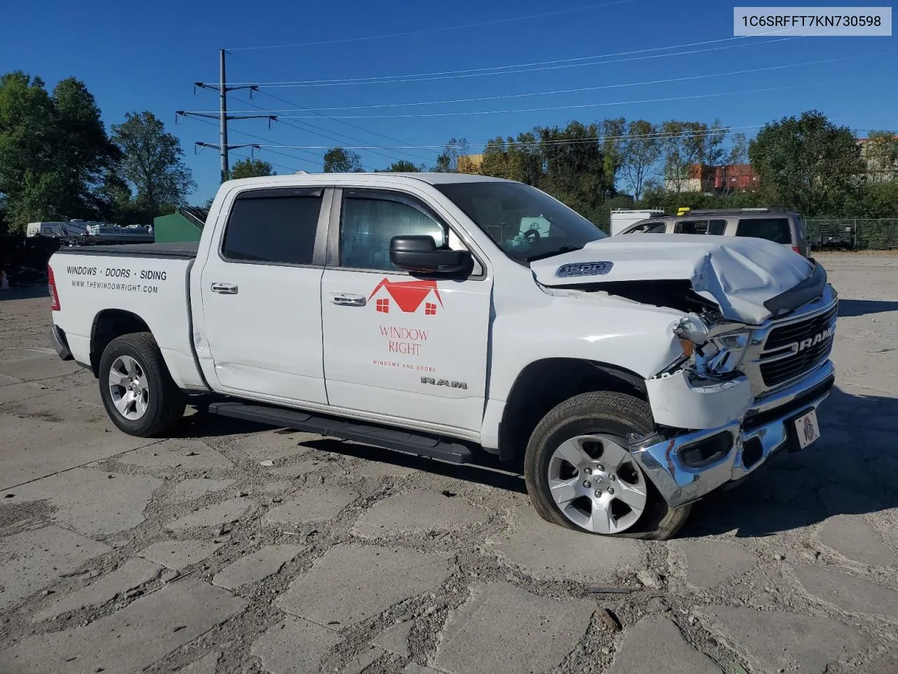 2019 Ram 1500 Big Horn/Lone Star VIN: 1C6SRFFT7KN730598 Lot: 74184994