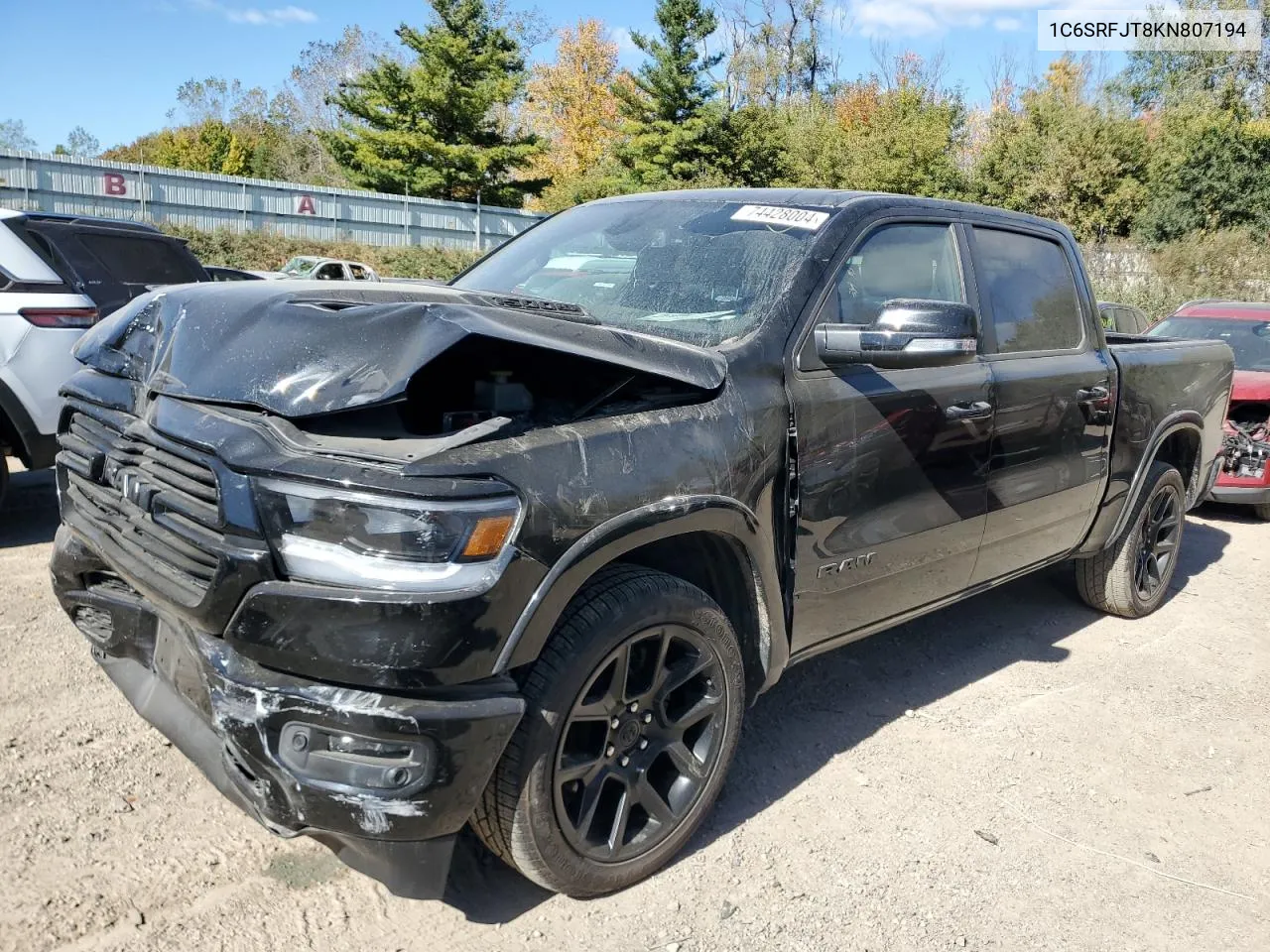 2019 Ram 1500 Laramie VIN: 1C6SRFJT8KN807194 Lot: 74428004