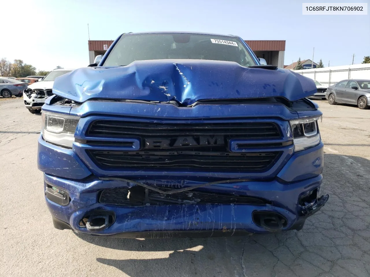 2019 Ram 1500 Laramie VIN: 1C6SRFJT8KN706902 Lot: 75514344