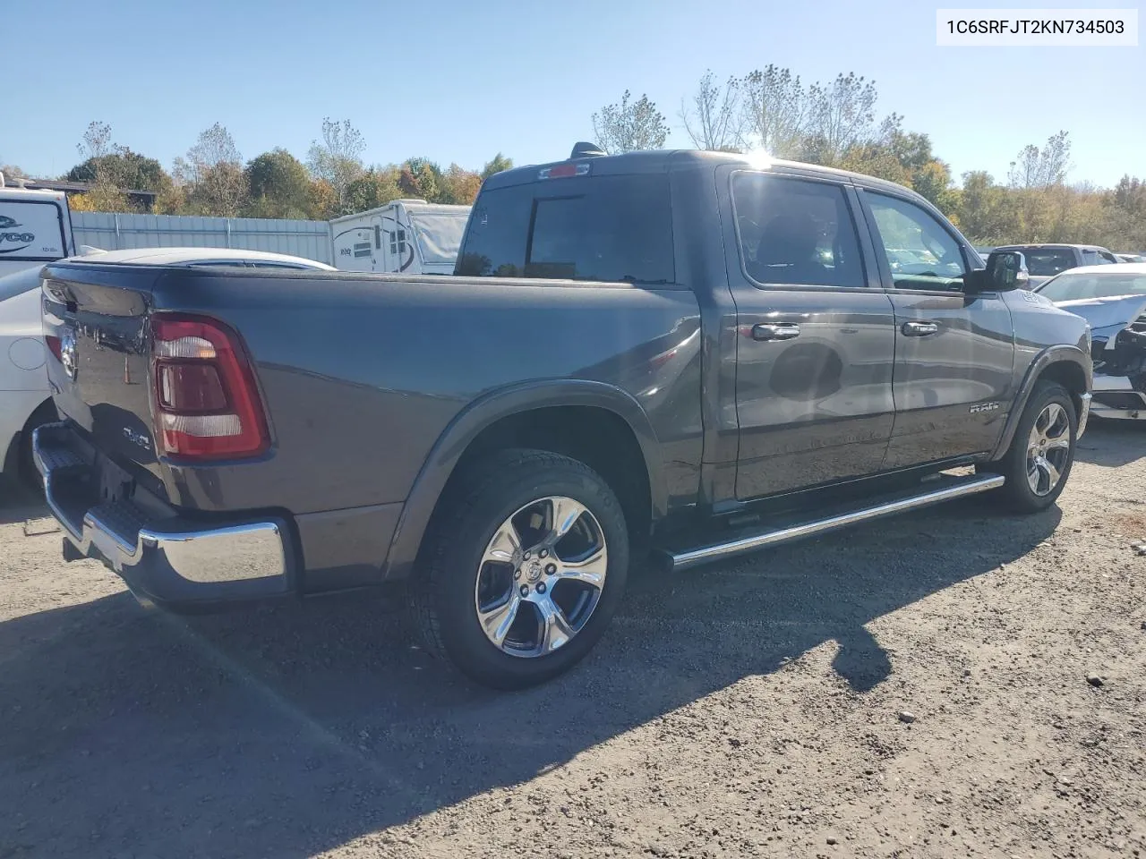 2019 Ram 1500 Laramie VIN: 1C6SRFJT2KN734503 Lot: 75602454