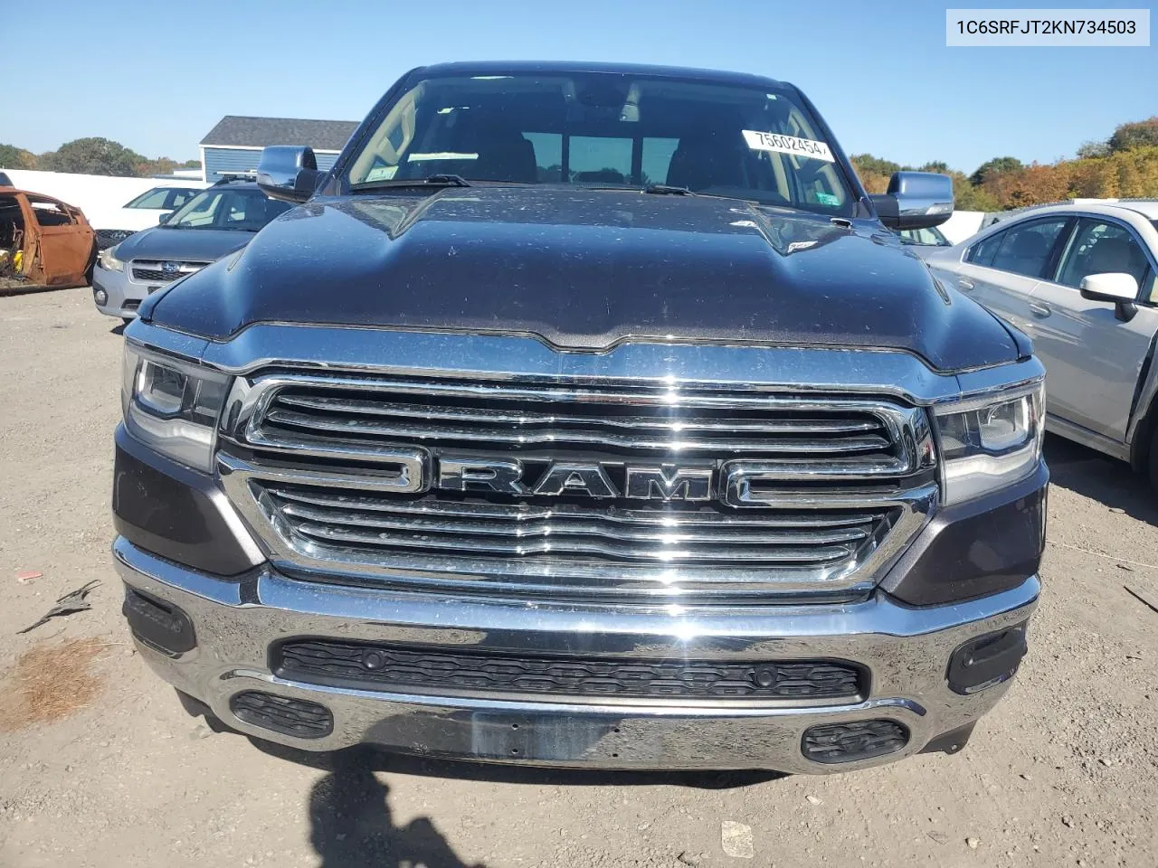 2019 Ram 1500 Laramie VIN: 1C6SRFJT2KN734503 Lot: 75602454