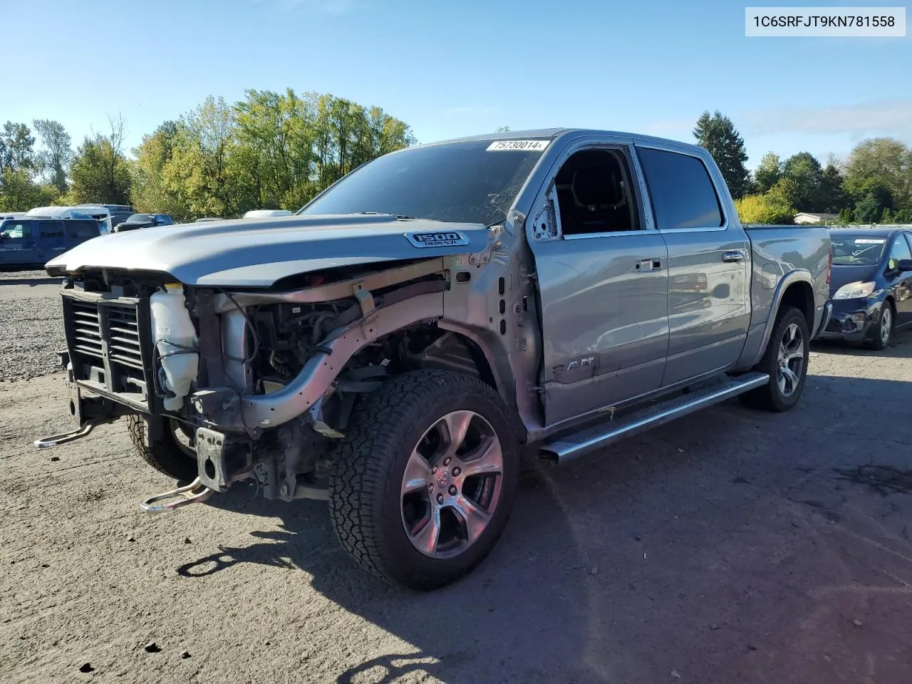 2019 Ram 1500 Laramie VIN: 1C6SRFJT9KN781558 Lot: 75730014