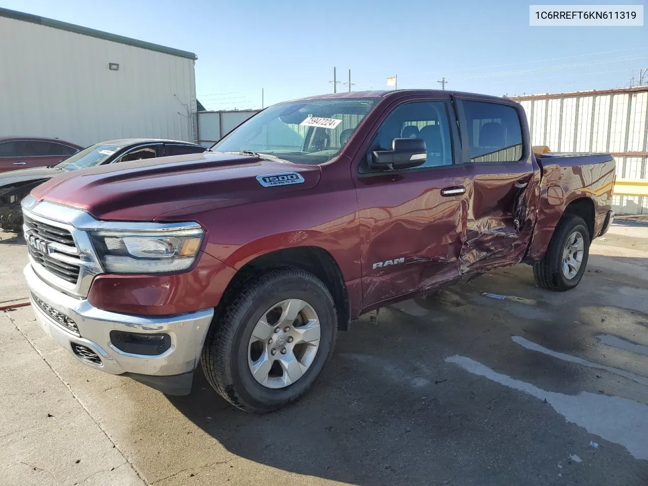 2019 Ram 1500 Big Horn/Lone Star VIN: 1C6RREFT6KN611319 Lot: 75947224