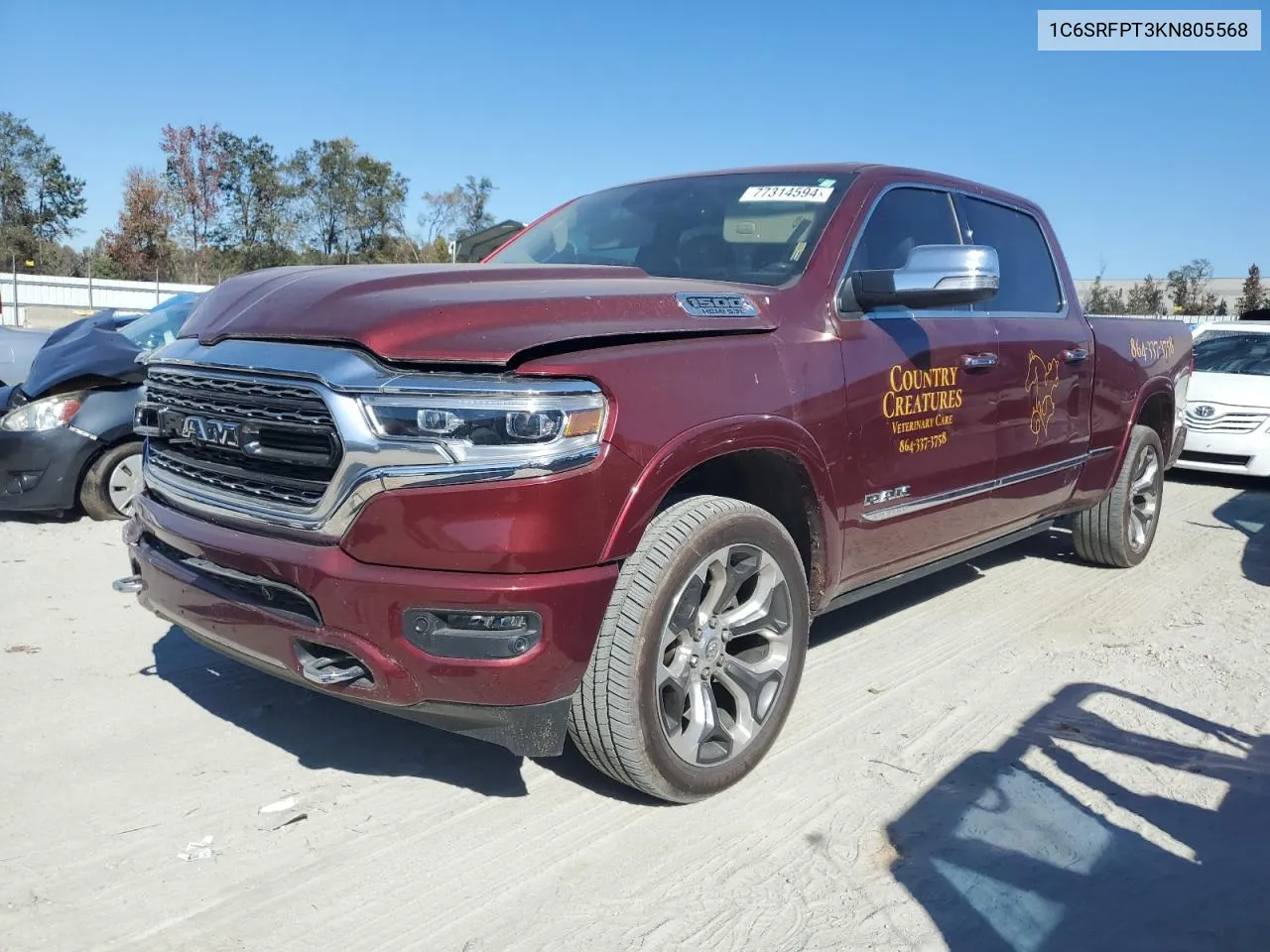 2019 Ram 1500 Limited VIN: 1C6SRFPT3KN805568 Lot: 77314594