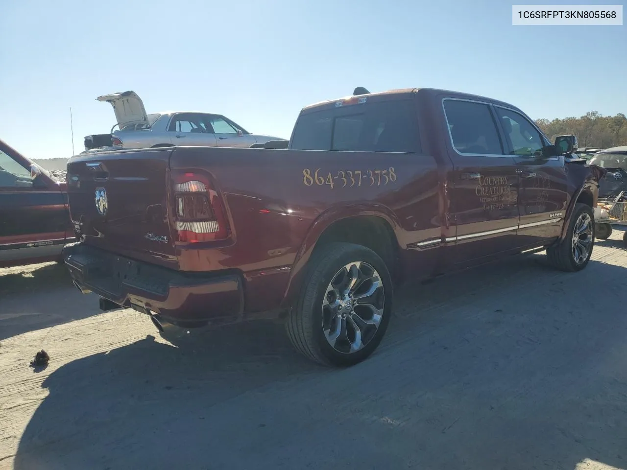 2019 Ram 1500 Limited VIN: 1C6SRFPT3KN805568 Lot: 77314594