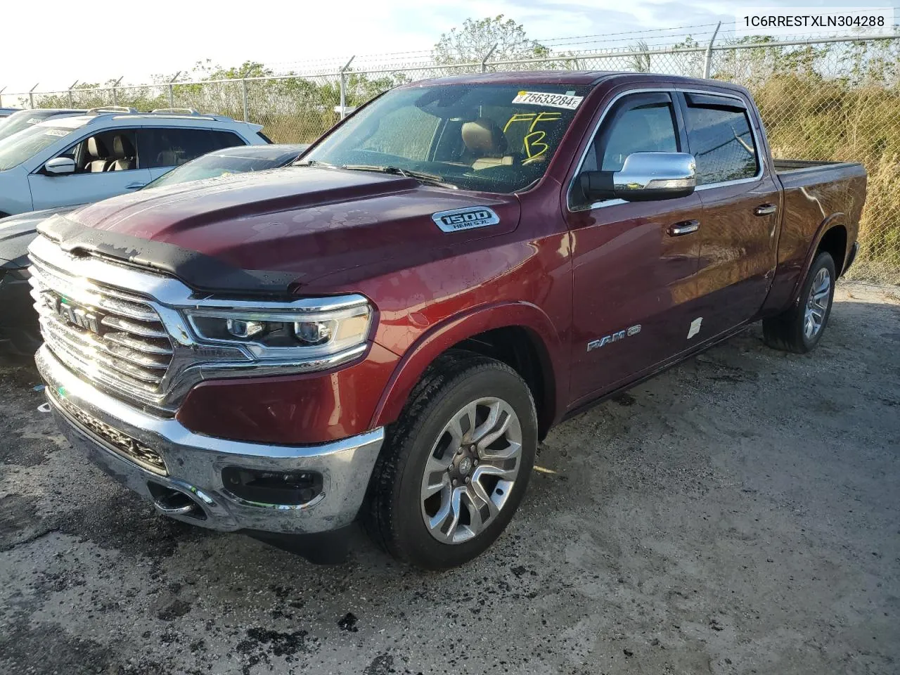 2020 Ram 1500 Longhorn VIN: 1C6RRESTXLN304288 Lot: 75633284