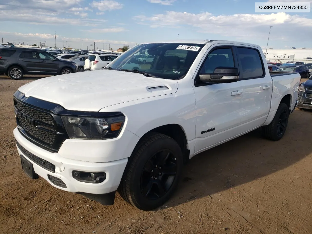 2021 Ram 1500 Big Horn/Lone Star VIN: 1C6SRFFM7MN734355 Lot: 62339104