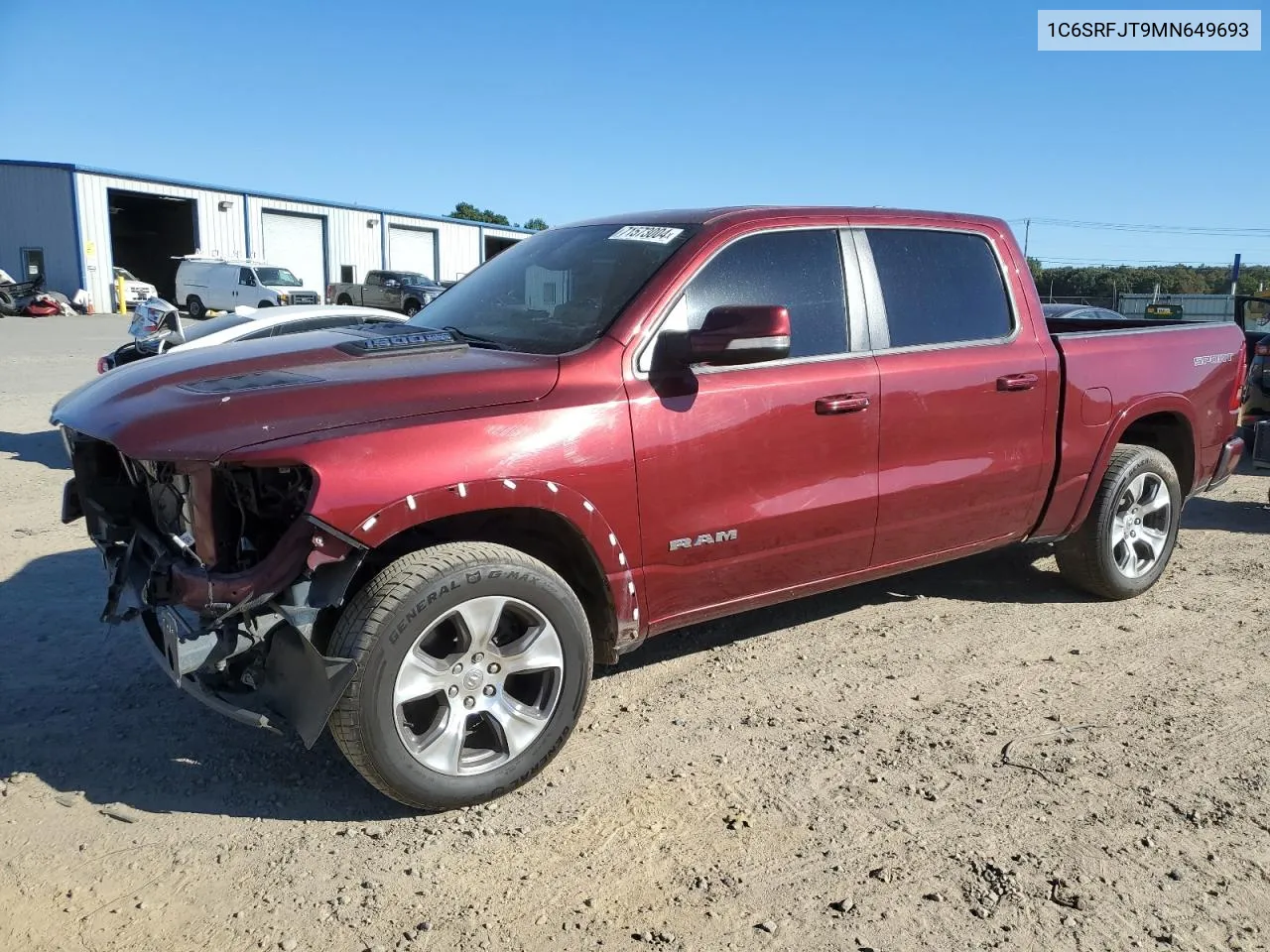 2021 Ram 1500 Laramie VIN: 1C6SRFJT9MN649693 Lot: 71573004