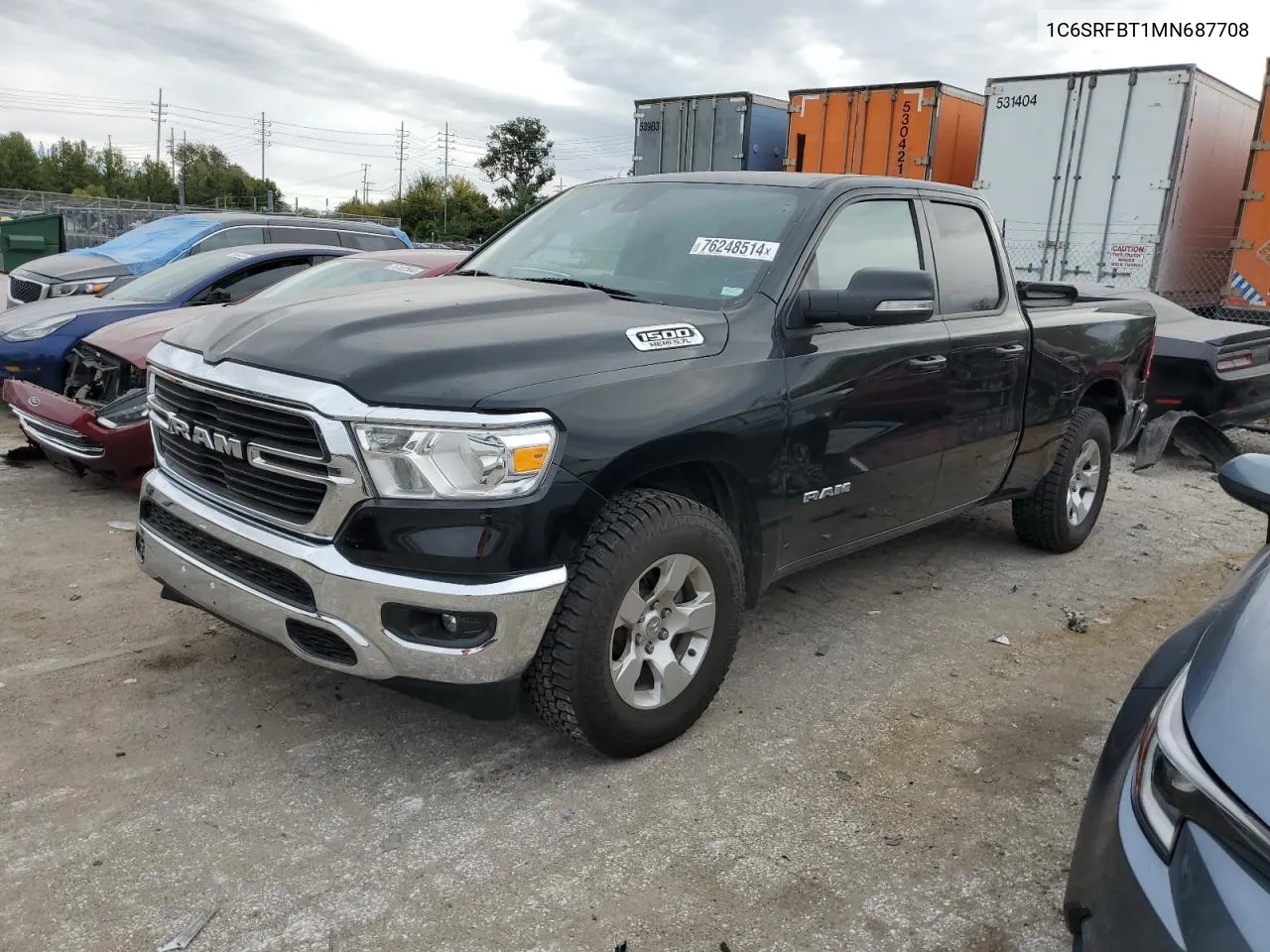 2021 Ram 1500 Big Horn/Lone Star VIN: 1C6SRFBT1MN687708 Lot: 76248514