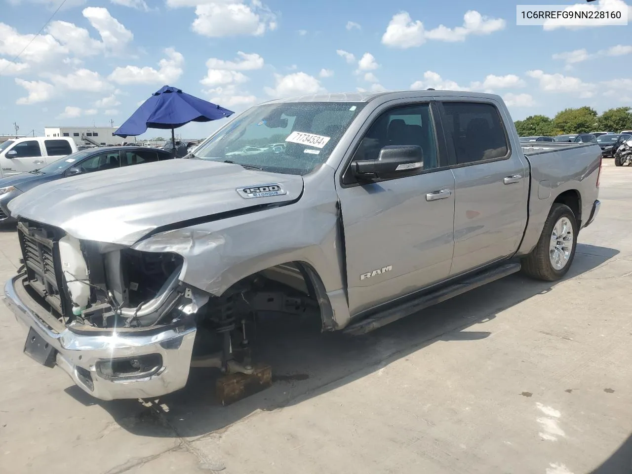 2022 Ram 1500 Big Horn/Lone Star VIN: 1C6RREFG9NN228160 Lot: 71734534