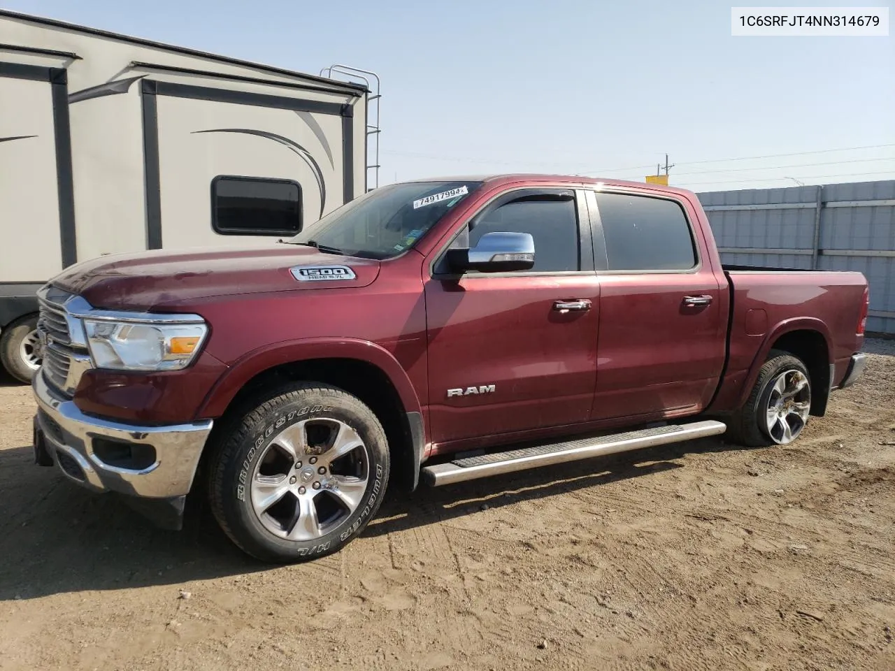 2022 Ram 1500 Laramie VIN: 1C6SRFJT4NN314679 Lot: 74917994