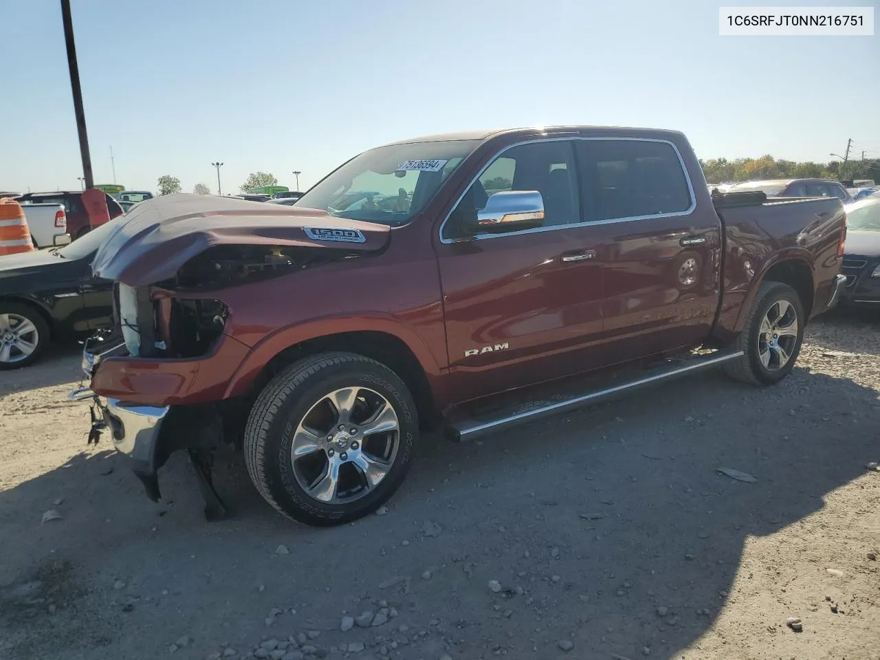 2022 Ram 1500 Laramie VIN: 1C6SRFJT0NN216751 Lot: 75136594