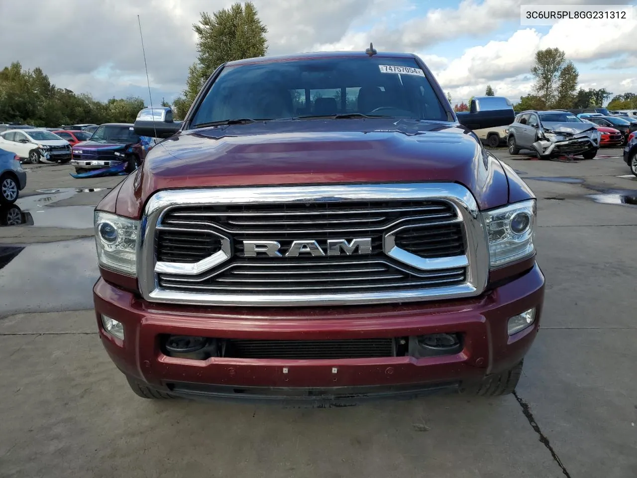 2016 Ram 2500 Longhorn VIN: 3C6UR5PL8GG231312 Lot: 74757054